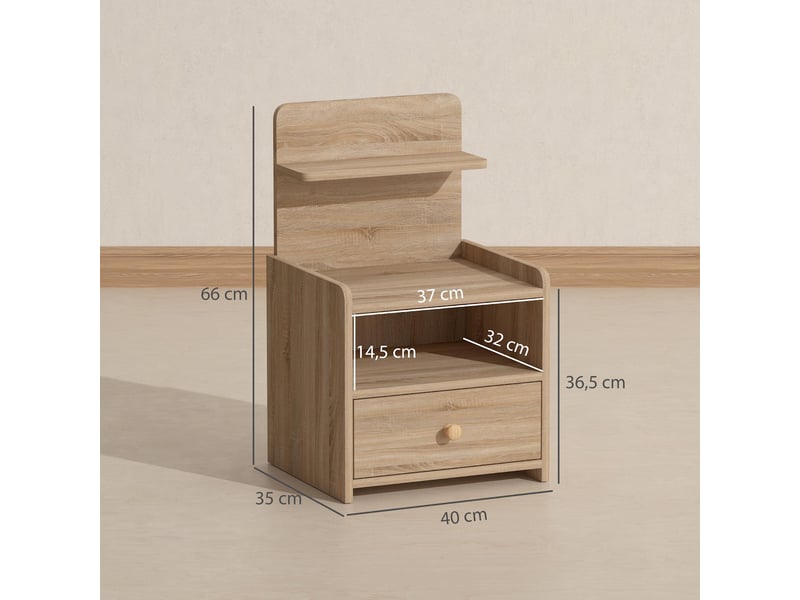  Table de chevet 1 tiroir en panneau de particules mélaminé coloris chêne 40 x 35 x 66 cm  - Conforama C