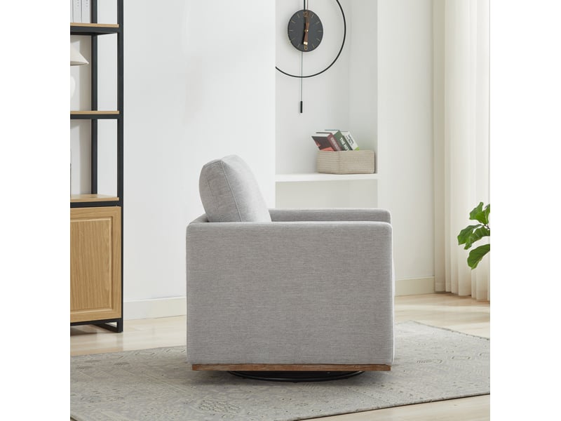  Fauteuil pivotant 360° en chenille gris avec accoudoirs  - Conforama D