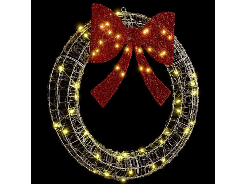 Couronne de noël, décoration de noël 60 led blanc chaud 76 x 76 x 8,5 cm acrylique cf61756 - Conforama D