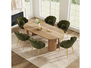 Lot de 6 fauteuils 60x62.5x83 cm tissu bouclé assise rembourrée dossier coquillage pieds en métal usage quotidien vert