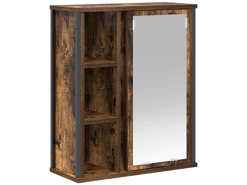  Armoire murale de bain, meuble de rangement miroir chêne fumé 50x21x60 cm  - Conforama A