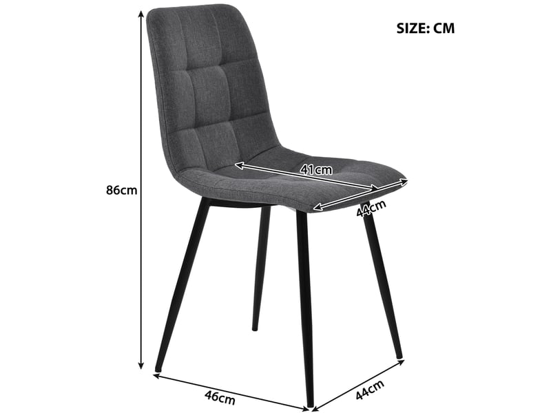  Ensemble table à manger avec 4 chaises, table 120 x 70 cm en mdf, sièges en tissu gris foncé et pieds en métal noir  - Conforama D