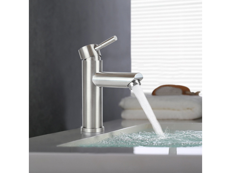 Zmh robinet lavabo acier inoxydable mitigeur mono commande haute pression eau chaudefroide pour salle de baincuisine - Conforama A