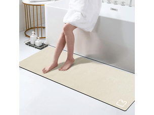 Tapis de salle de bain beige 50x80cm, super absorbant, séchage rapide, tapis de bain en terre de diatomée pour salle de bain avec revers en caoutchouc