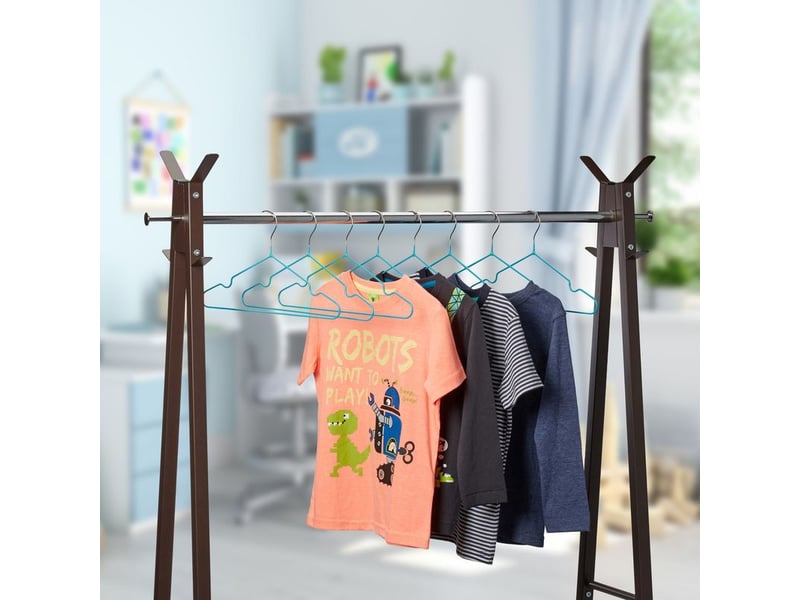 Cintres enfants, lot de 40, cintres bébé décoratifs,  t-shirts, chemises, en fer, revêtement pvc, encoches, 30 cm, rose  - Conforama B