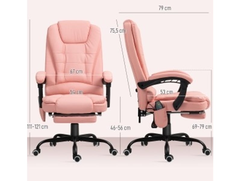  Fauteuil de bureau avec 7 points de massage, siège ergonomique avec liege, chefsessel pour home office  - Conforama C
