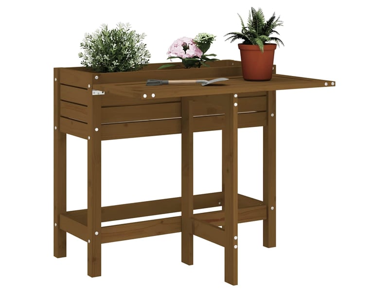  Jardinière - bac à fleurs de jardin avec dessus pliable brun miel pin massif  - Conforama B