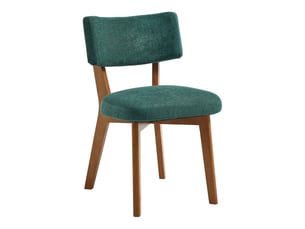 Lot de 2 chaises de salle à manger en tissu vert, pieds en bois massif