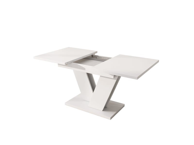  Table à manger extensible rectangulaire 120 à 160 cm pour 4-6 personnes en mdf blanc  - Conforama D