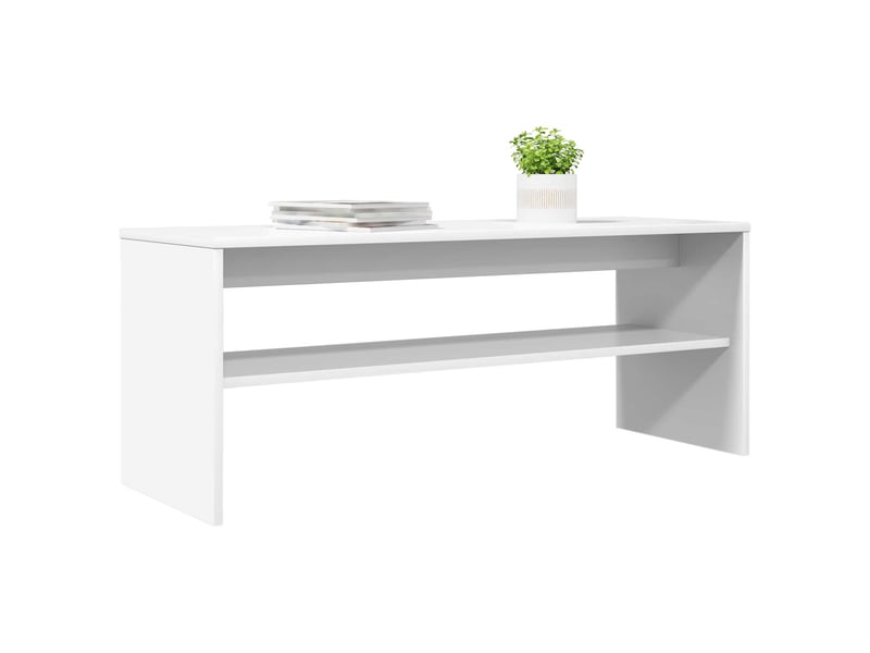  Meuble tv - banc tv - meuble de rangement 100 x 35 x 40 cm blanc bois d'ingénierie  - Conforama C