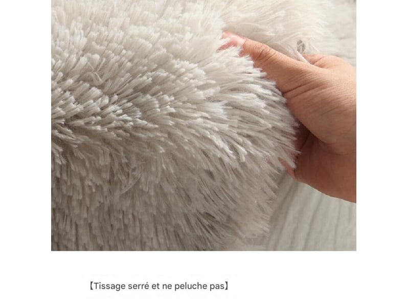  Tapis doux à poils longs - envers antidérapant - lavable - convient aux salons et aux chambres d'enfants - 80 cm de diamètre, blanc cassé  - Conforama B