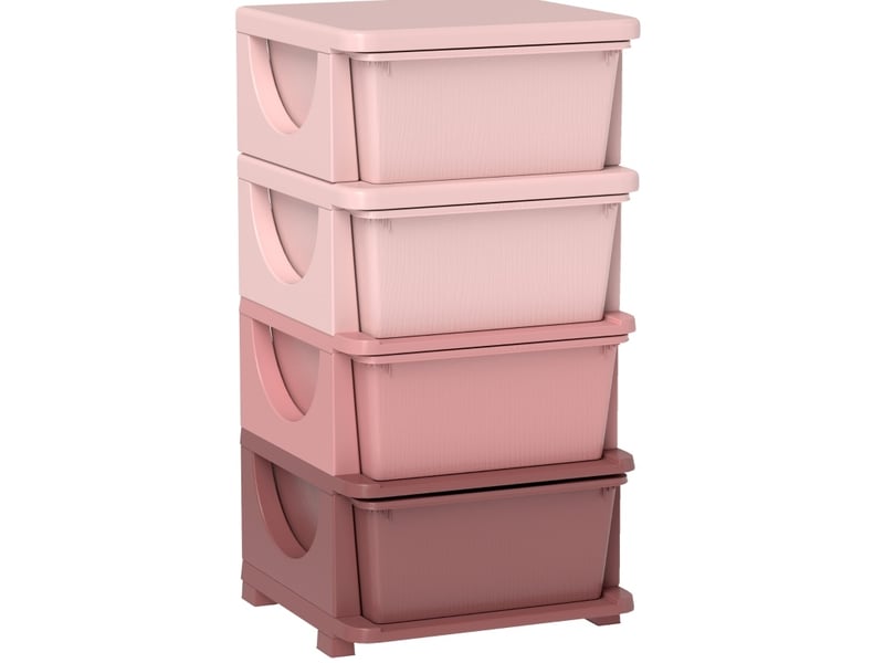 Meuble de rangement enfant 37x37x76 cm – rose – 4 tiroirs, bords arrondis et assise pratique - Conforama D