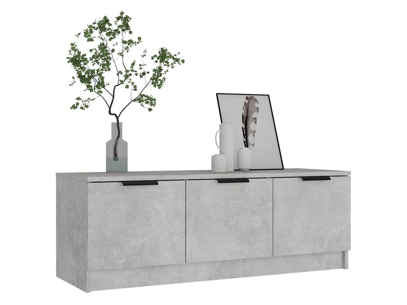 Meuble tv - banc tv - meuble de rangement gris béton 102x35x36,5 cm bois d'ingénierie  - Conforama E