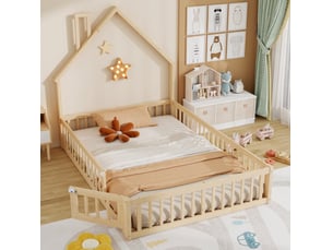 Lit cabane 140x190 cm HAVRYA coloris naturel