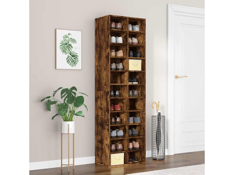  Meuble à chaussures, armoire à chaussures chêne fumé 54x34x183 cm bois d'ingénierie  - Conforama B