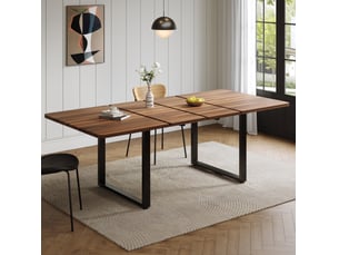 Table à manger extensible 140180220x80x75 cm en mdf couleur bois foncé et noir, design industriel