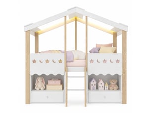 Lit cabane 90x200 cm <strong>HAVRYA</strong> <strong></strong> coloris bicolore