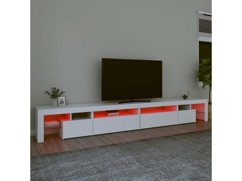  Meuble tv - banc tv - meuble de rangement avec lumières led blanc 290x36,5x40 cm  - Conforama E