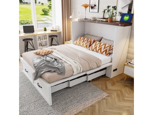 Lit escamotable 140x200 cm <strong>STILVORA</strong>  <strong></strong> coloris blanc