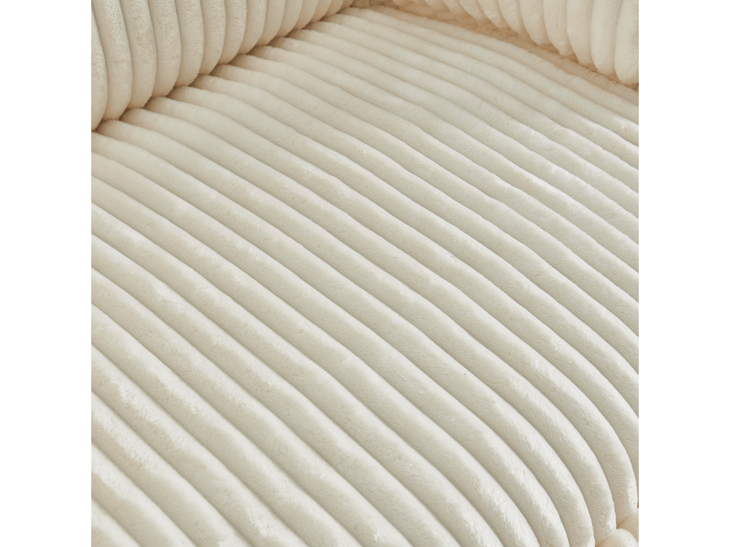 Fauteuil compresse avec repose-pieds et coussins, canapé confortable en tissu flanelle beige pour salon moderne - Conforama W