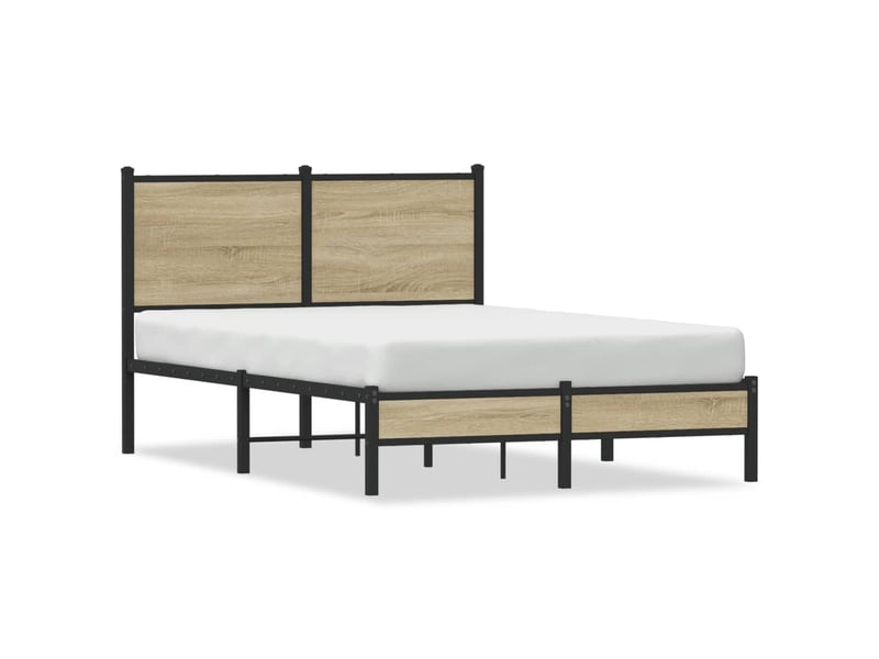  Lit double- lit adulte -  cadre de lit en métal sans matelas chêne sonoma 120x190 cm  - Conforama A