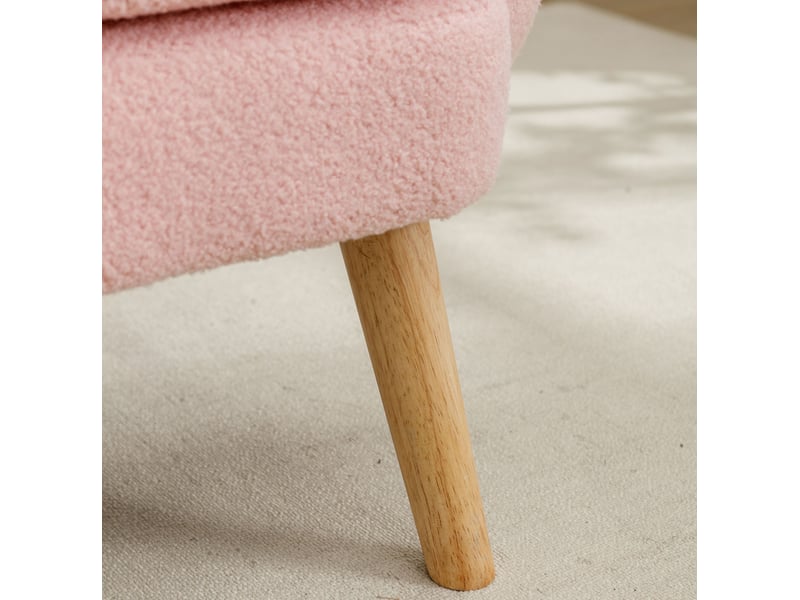  Fauteuil 1 place 71x72x71 cm en tissu teddy avec coussin rose chicfurn  - Conforama E