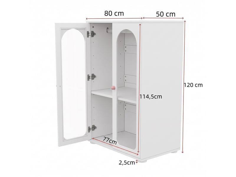 Armoire enfant 2 portes, façades acryliques et poignées céramique - blanc - 8e+1 x 5e+1 x 1,2e+2 cm IKSETERA TRADING LTD - Conforama C