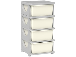 Organisateur de jouets pour enfants avec 4 tiroirs à 4 niveaux, boîtes de rangement en plastique, crème, 37 x 37 x 76 cm