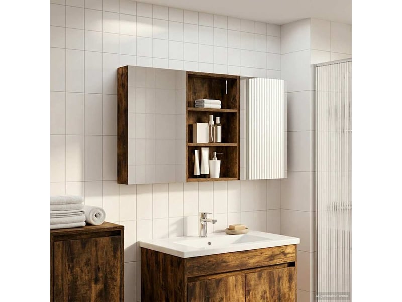  Ensemble de meubles de salle de bain 3 pcs 120x10.5x60.5 cm shl6202  - Conforama D
