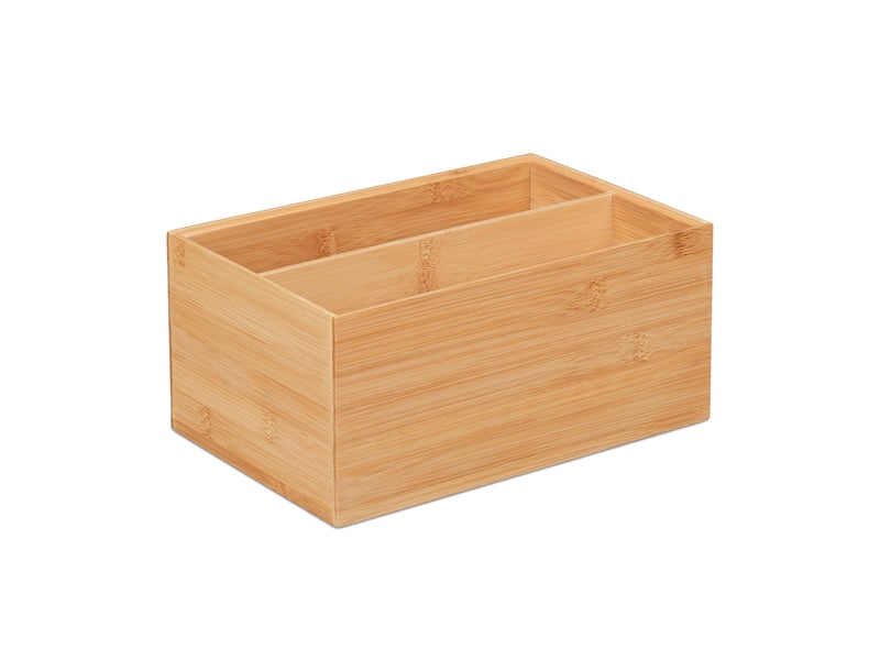  Boîte de rangement empilable 14 x 30 x 20 cm pour salle de bain cuisine salon finition naturelle en bambou 13_0012742  - Conforama A