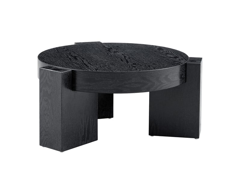 Tables basses gigognes avec 2 plateaux, verre gris et mdf noir aspect bois, pour salon et balcon - uvrion - Conforama A
