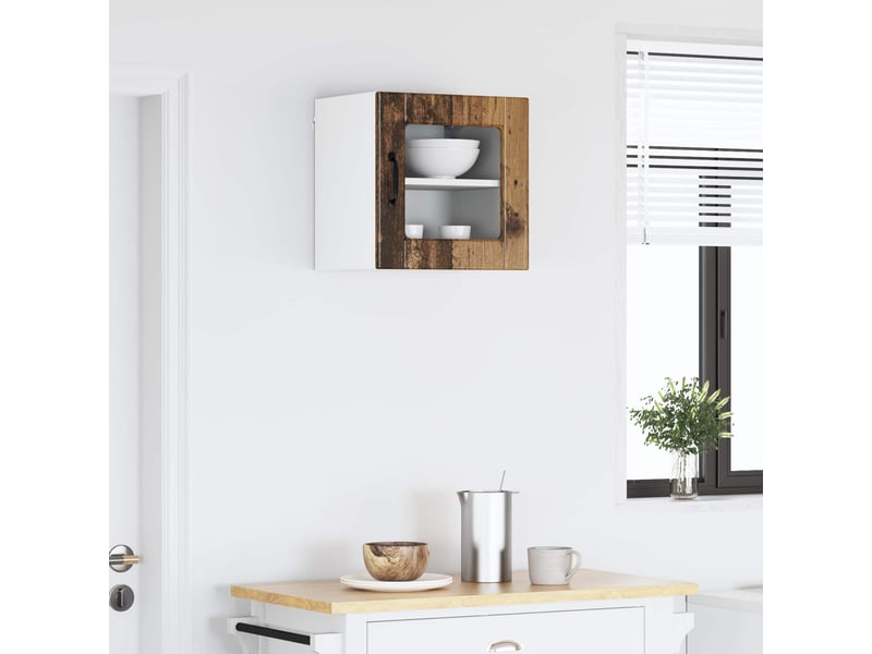  Meuble mural de cuisine, cabinet en verre mural 2 pc bois ancien bois d'ingénierie  - Conforama D