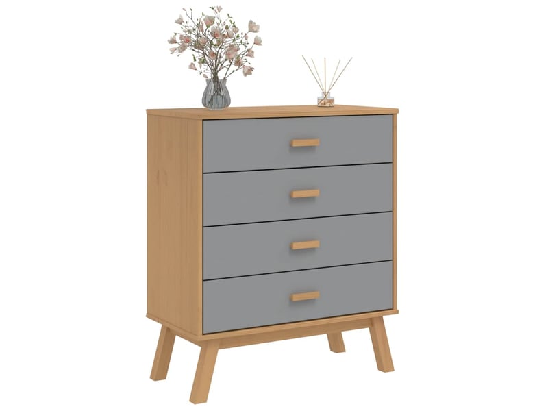  Armoire à tiroirs, commode olden gris et marron bois de pin solide shl89599  - Conforama D