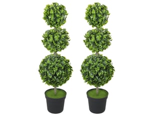 Lot de 2 arbres sphériques artificiels h100 cm, feuillage pe, terre flocée, uv, déco intérieure et extérieure