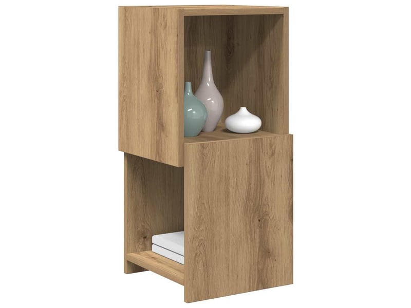  Meuble d'angle, meuble de rangement salon 30,5x30x65cm bois d'ingénierie chêne artisanal  - Conforama C