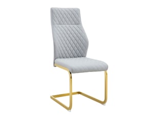 Lot de 2 chaises de salle à manger 43x63x100 cm, chaise cuisine, dossier haut motif losange, doré+gris clair, pu+métal