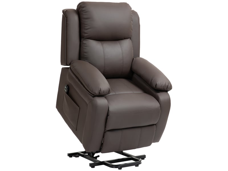  Fauteuil releveur électrique fauteuil relax électrique avec repose-pied télécommande et 2 pochettes 76x90x105cm marron  - Conforama B