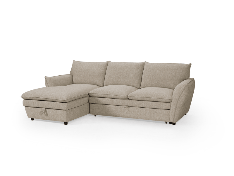  Canapé d'angle convertible avec coffre en tissu taupe capucine - angle gauche SF772-M2-TAU - Conforama D