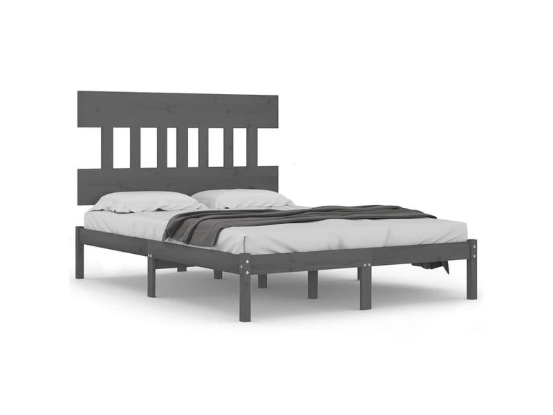  Lit double- lit adulte -  cadre de lit sans matelas gris 200x200 cm bois massif  - Conforama A