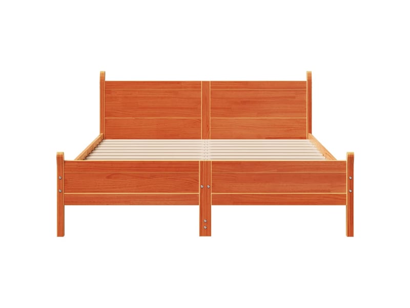 Lit double- lit adulte - cadre de lit sans matelas marron 160x200cm bois pin massif - Conforama C