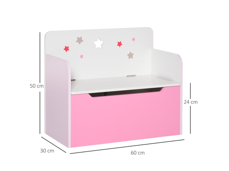  Banc de rangement avec dossier en bois pour enfants de 3 à 6 ans, 60 x 30 x 50 cm, rose  - Conforama D