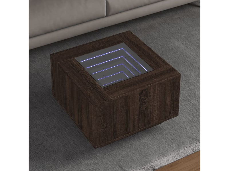  Table basse - table de salon - table à thé avec led chêne marron 60x60x40 cm bois d'ingénierie  - Conforama B