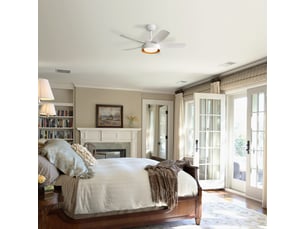 Ventilateur de plafond led 107 cm avec télécommande, moteur dc réversible silencieux, 3 températures de couleur 22w, fonction minuterie, blanc