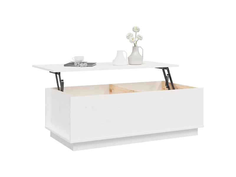  Table basse rectangulaire | table de salon blanc 100x50x35 cm bois massif de pin shl6467  - Conforama E