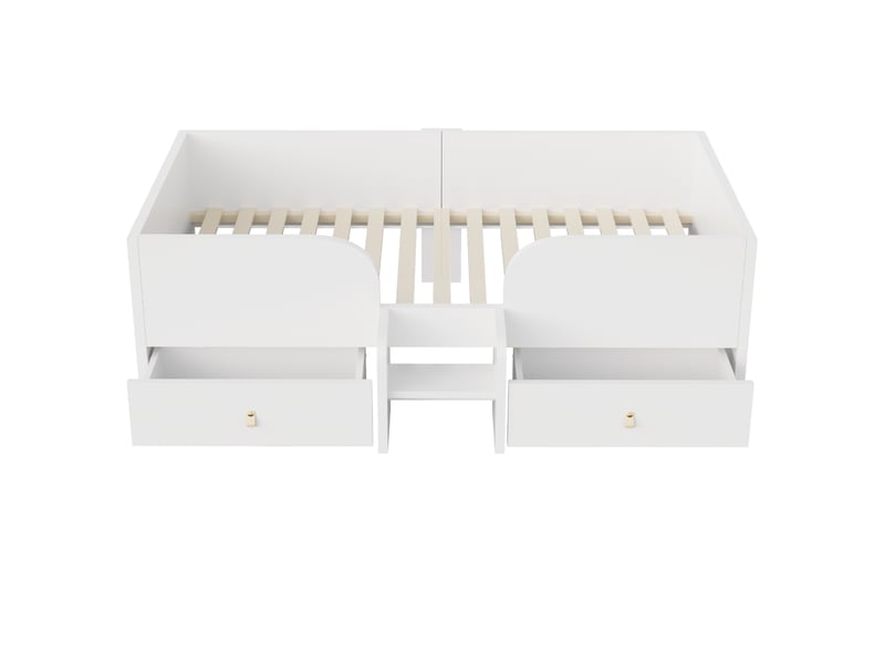  Lit jeune 1 place 90x200 cm avec 2 tiroirs, échelle de sécurité, mdf couleur blanc  - Conforama R