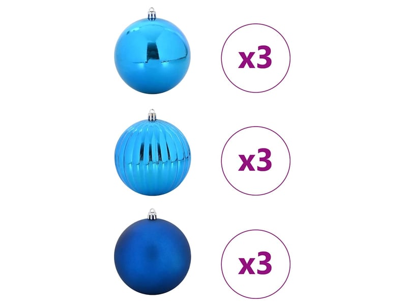  Ensemble de boules de noël xl 9 pcs bleu ø 15 cm plastique  - Conforama C