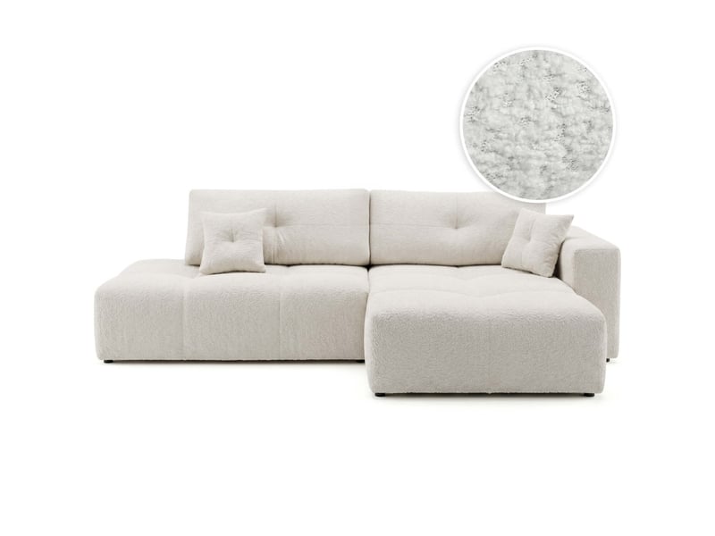  Celine - canapé d'angle fixe convertible 4 places en bouclette  - Conforama A