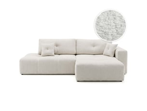 Canapé d'angle droit convertible LOUNGITUDE CELINE 4 places Tissu bouclette Blanc