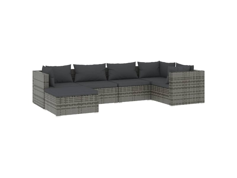  Salon de jardin meuble d'extérieur ensemble de mobilier 6 pièces avec coussins résine tressée gris 02_0016877  - Conforama A