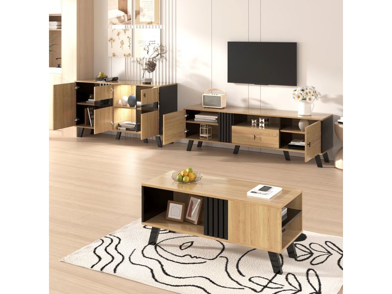  Ensemble de meubles de salon moderne - 3 pièces - table basse - meuble tv 170x40x50.5 cm 100x60x45cm - Conforama E